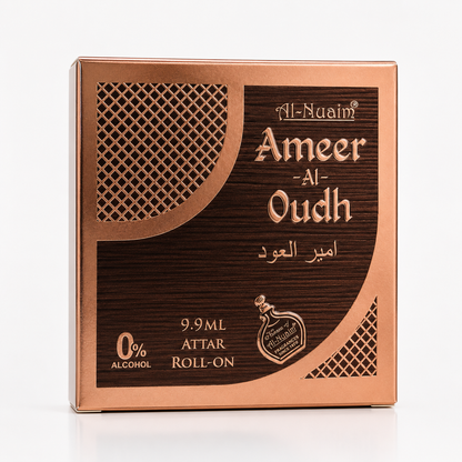 Al-Nuaim Ameer Al Oudh Attar Roll-On packaging on a white background