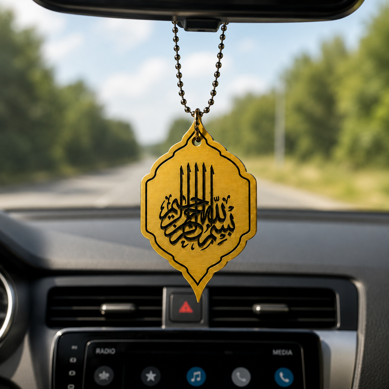 Bismillah Car Pendant in a Car