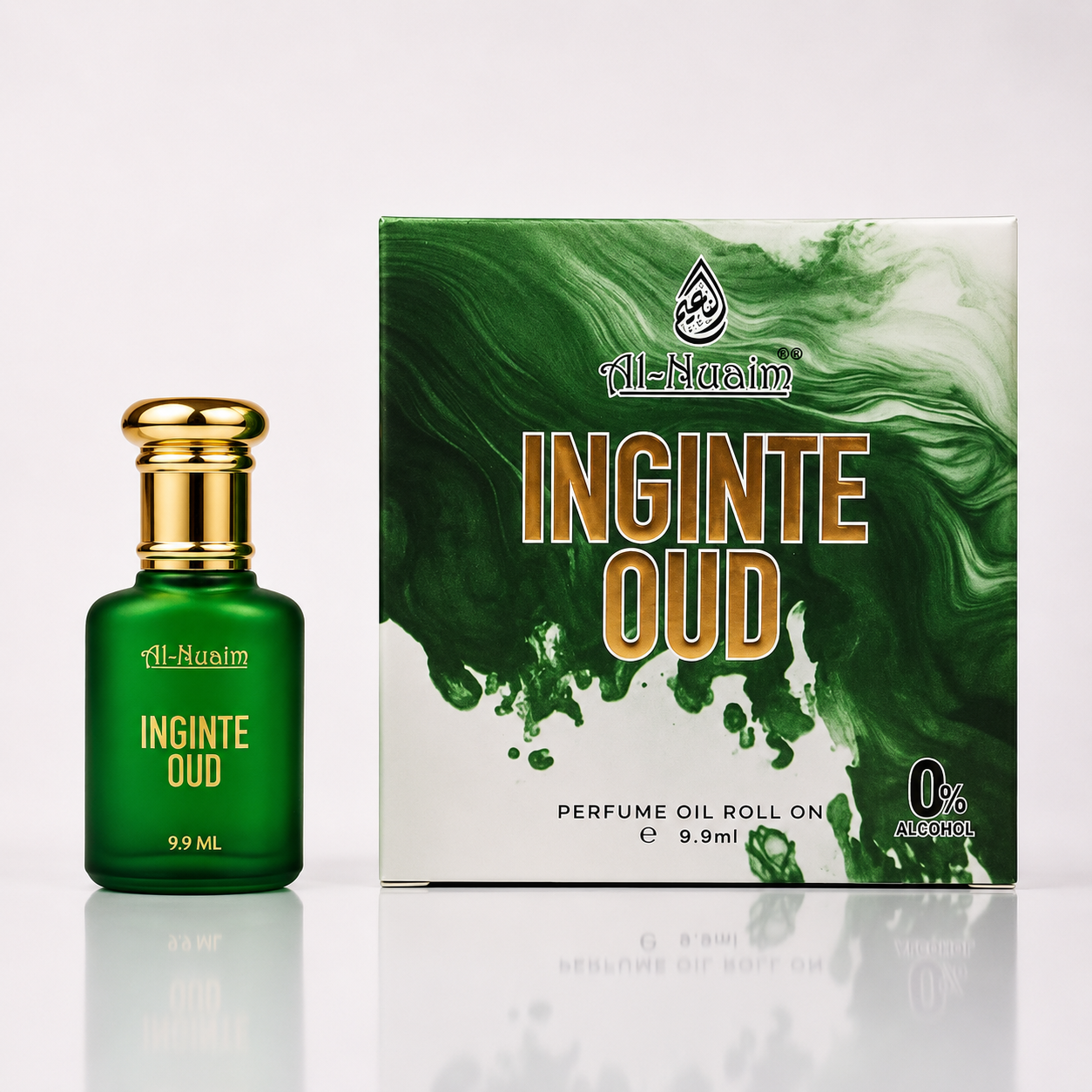 Ignite Oud perfume bottle and packaging with 'Al-Nuaim' branding on a white background